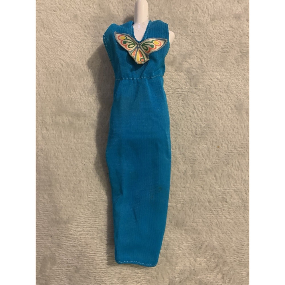 Vintage Barbie 1980 Dress Turquoise w Butterfly #1467 Best Buy Fashions